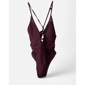 Becca by Rebecca Virtue Color Play Crochet Plunge One Piece Swimsuit